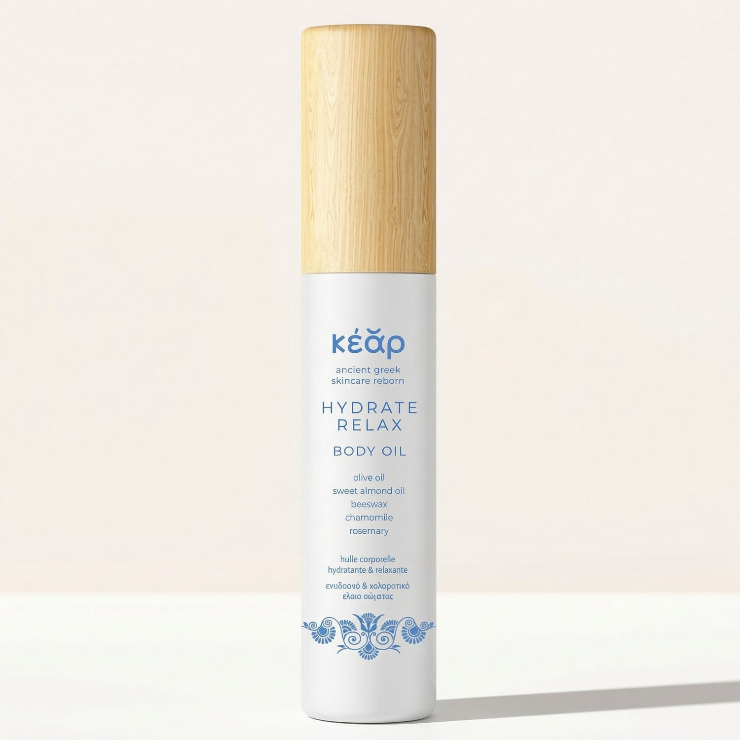Kear Hydrate Relax Body Oil with chamomile and rosemary.