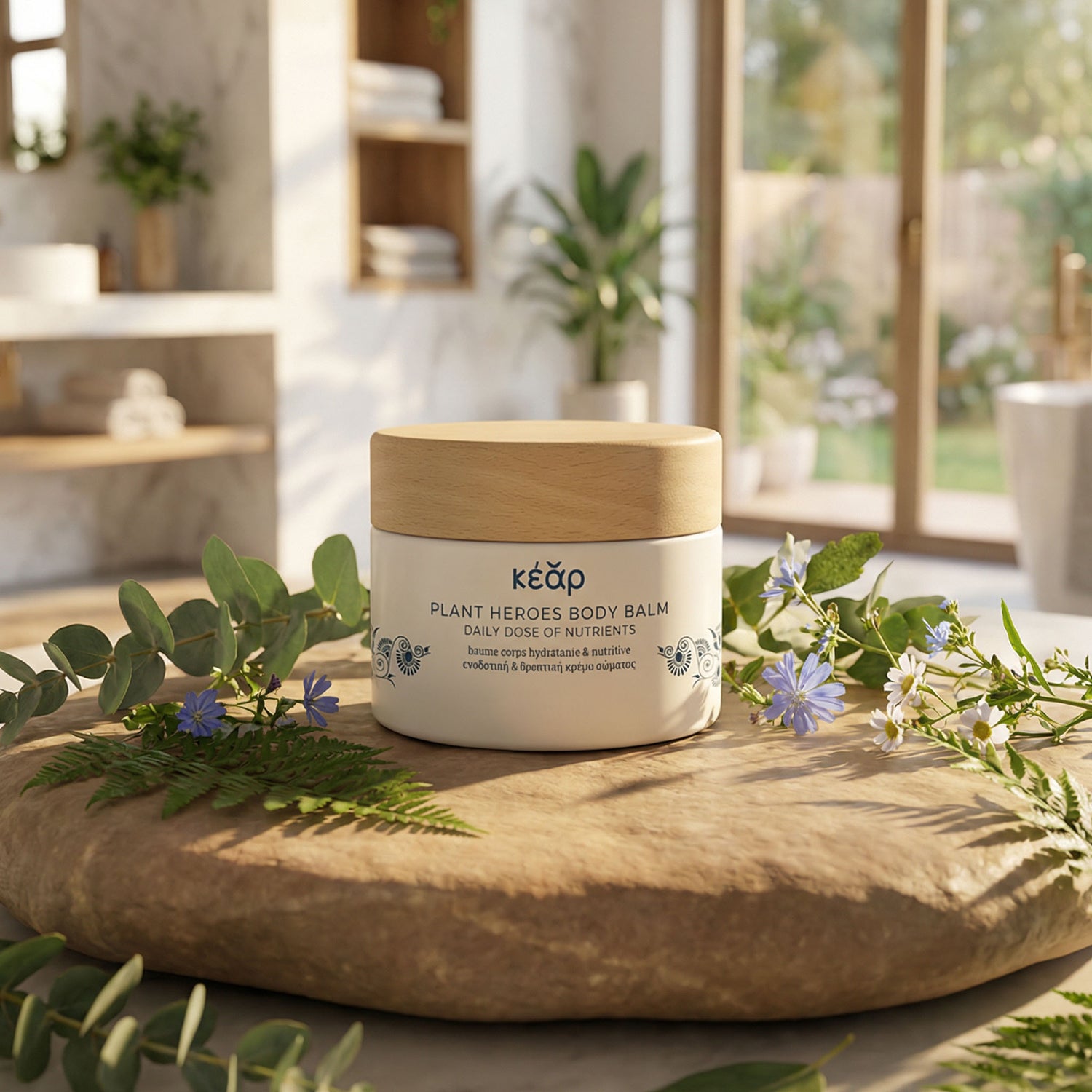 Kear waterless Plant Heroes body balm with regenerating botanical extracts.