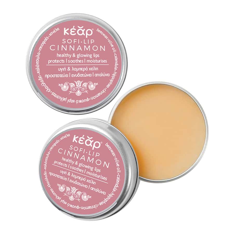 Texture of Kear SofiLip Cinnamon natural lip balm.