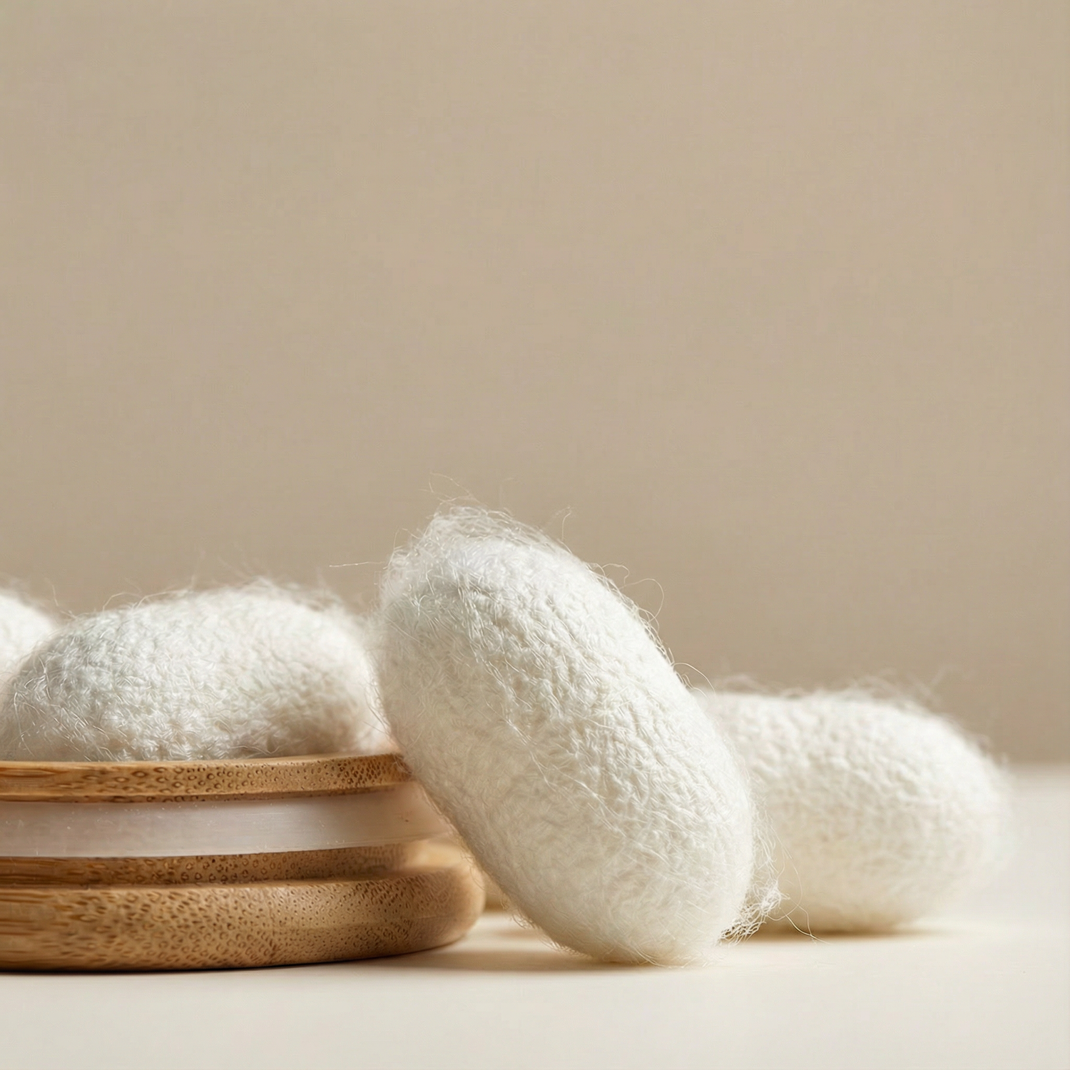 Closeup of Kear silk Revive silk worm cocoons from Greece.