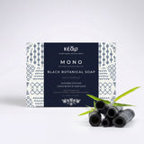 Kear MONO Black Botanical Soap with activated charcoal and Kear's signature fragrance.

