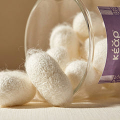 Closeup of Kear SilkRevive cocoons - sustainable and ethically sourced in Greece.