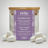 Kear Silk Revive silkworm cocoons for gentle facial exfoliation.