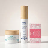 Kear natural skincare face and body set with Agedefying face balm, Hydrate Relax Body Oil and Mastic Herbal Soap.