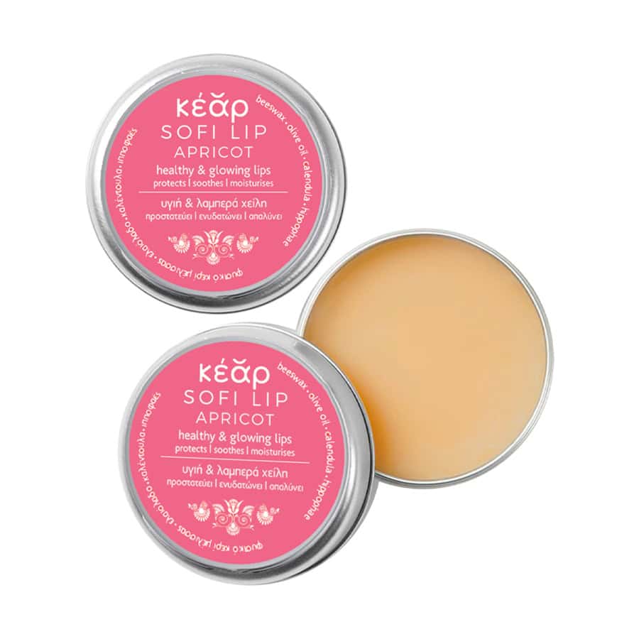 Texture of Kear SofiLip apricot natural lip balm.
