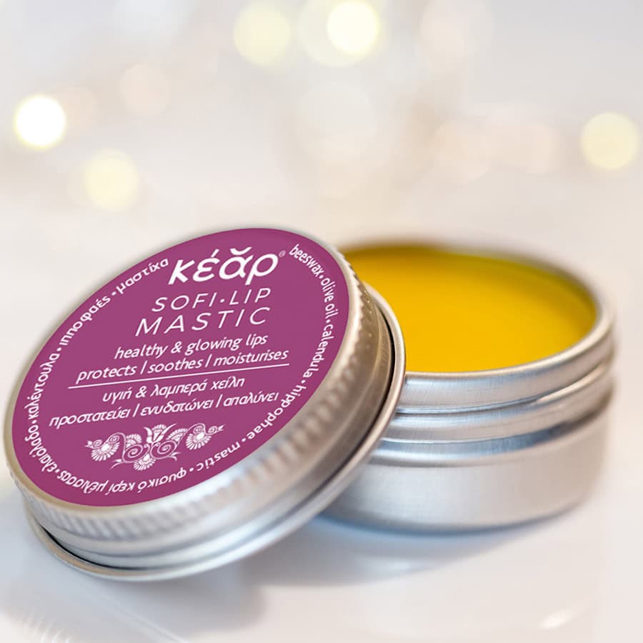 Closeup of Kear SofiLip mastic natural lip balm.